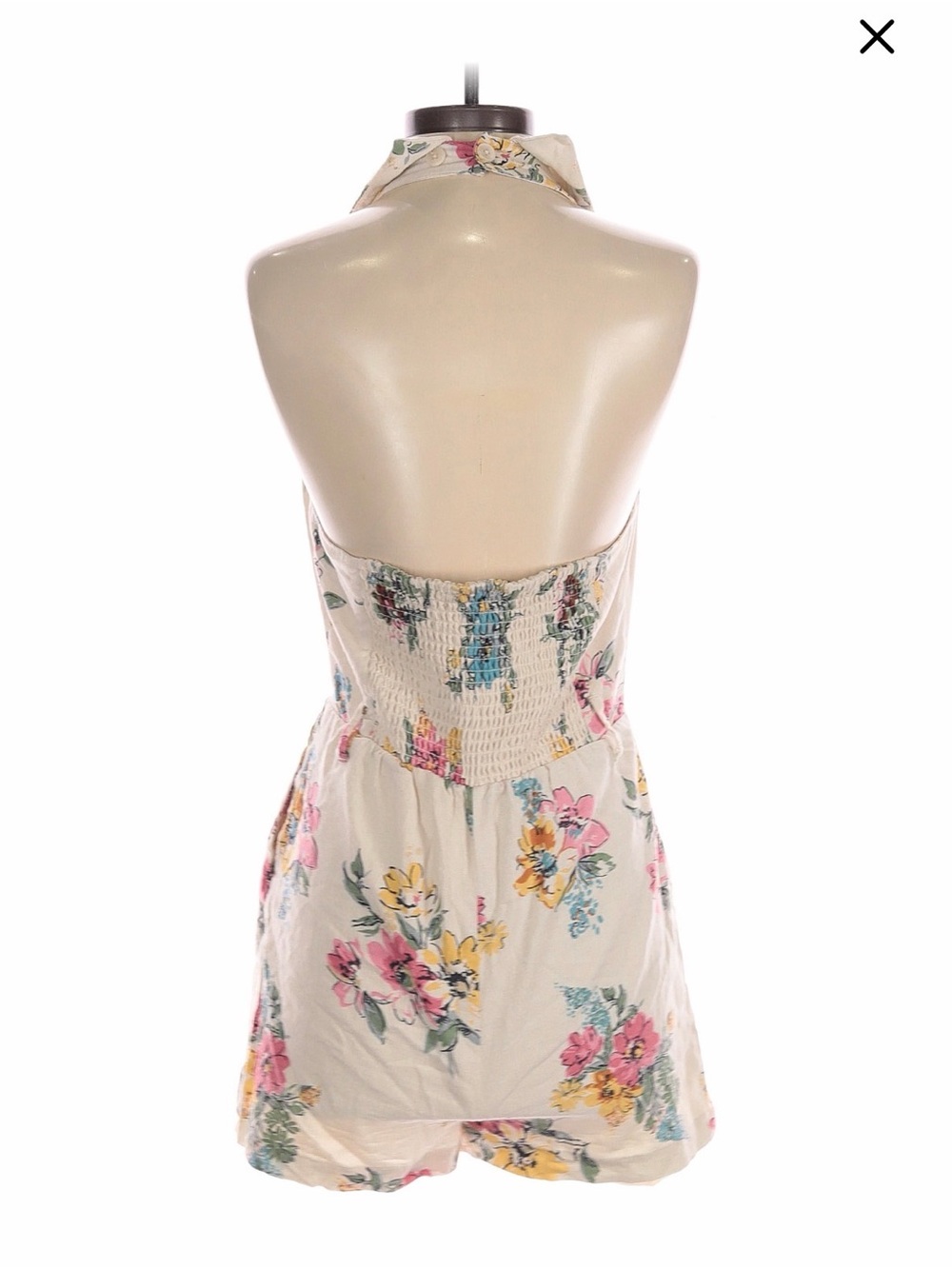 House of Harlow 1960 Cream Floral Halter Romper with Woven Belt - Picture 7 of 7